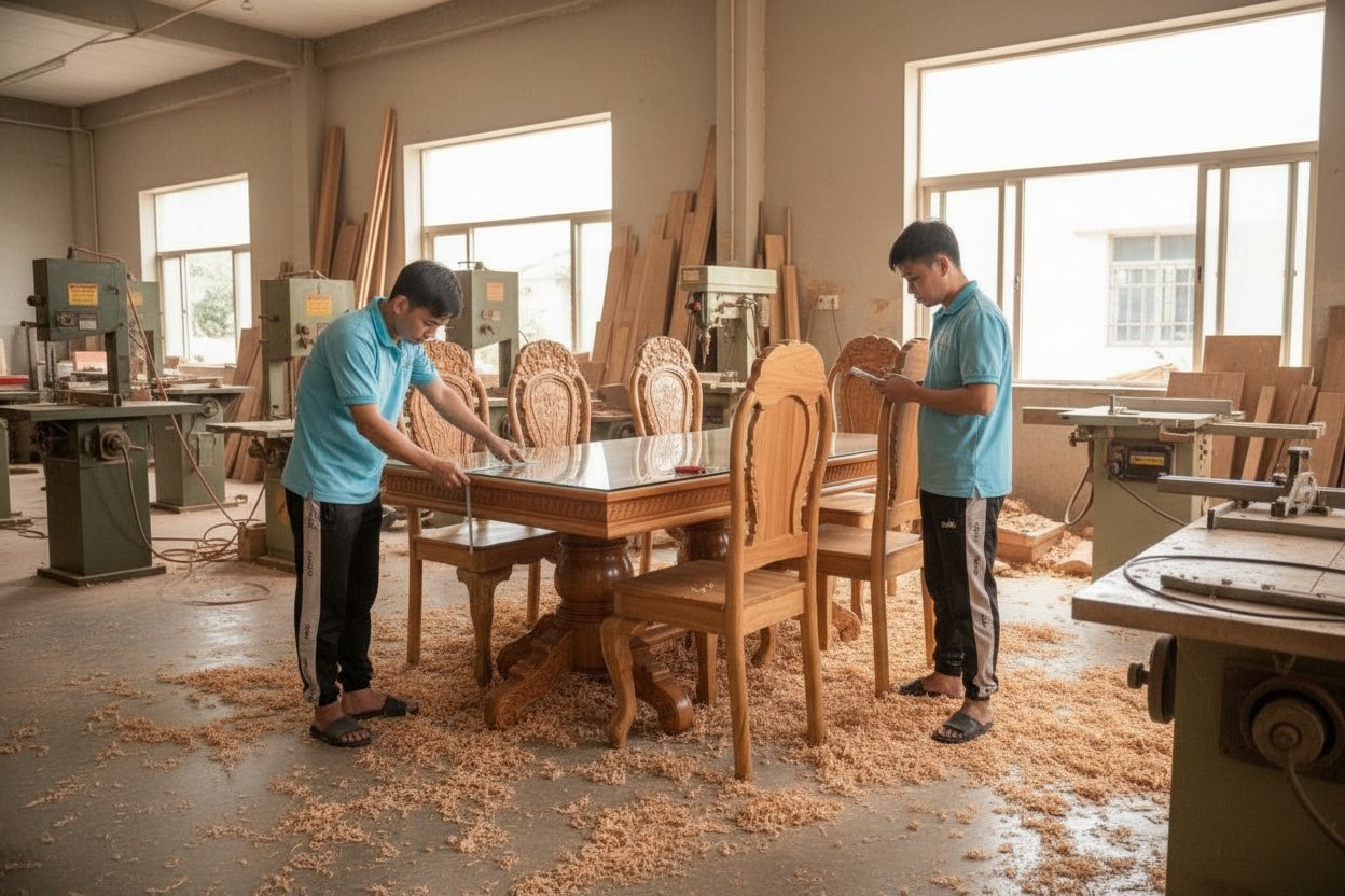 Bộ bàn ăn gỗ gõ đỏ MS 3327