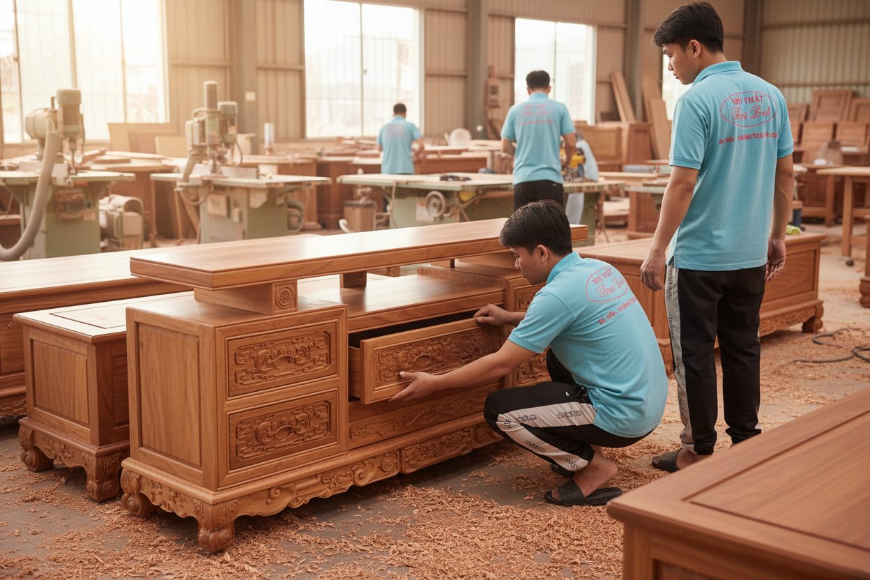 Kệ tivi gỗ gõ đỏ cao cấp