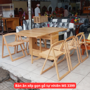 Bàn ăn xếp gọn gỗ tự nhiên MS 3399