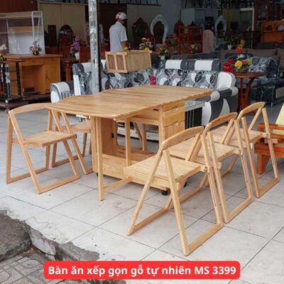 Bàn ăn xếp gọn gỗ tự nhiên MS 3399