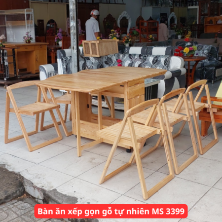 Bàn ăn xếp gọn gỗ tự nhiên MS 3399