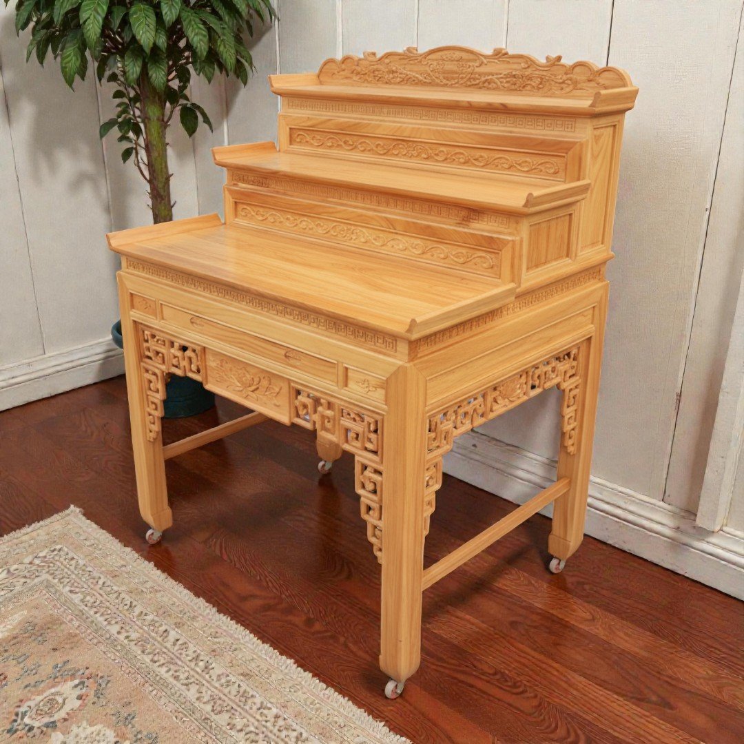 Bàn thờ gỗ gõ đỏ 3 tầng cao cấp MS 3376 8 Bàn thờ gỗ gõ đỏ 3 tầng tại Nội Thất Thái Bình