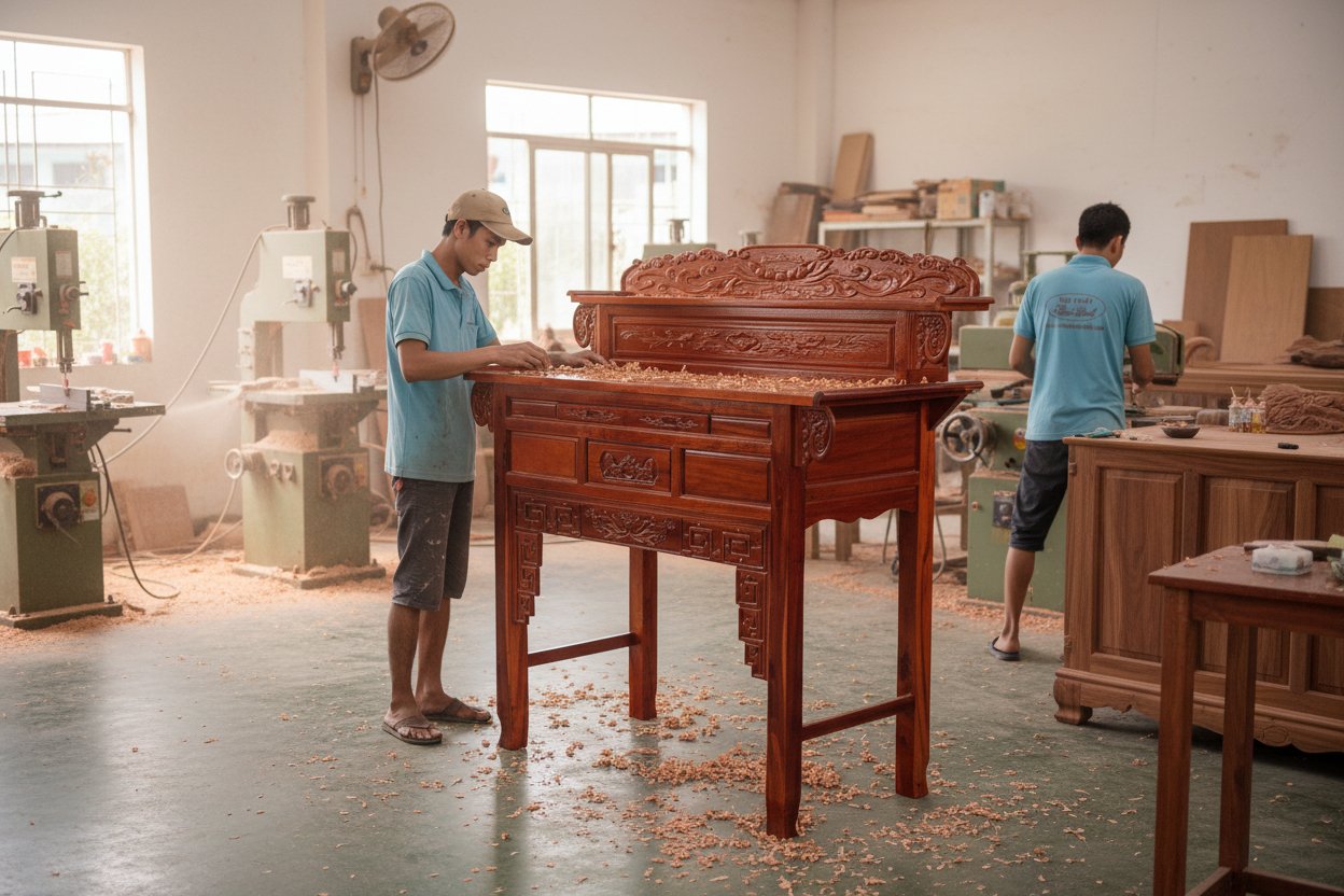 Bàn thờ gỗ tràm 1m54 gỗ tự nhiên MS 3374 9 Bàn thờ gỗ tràm 1m54 gỗ tự nhiên