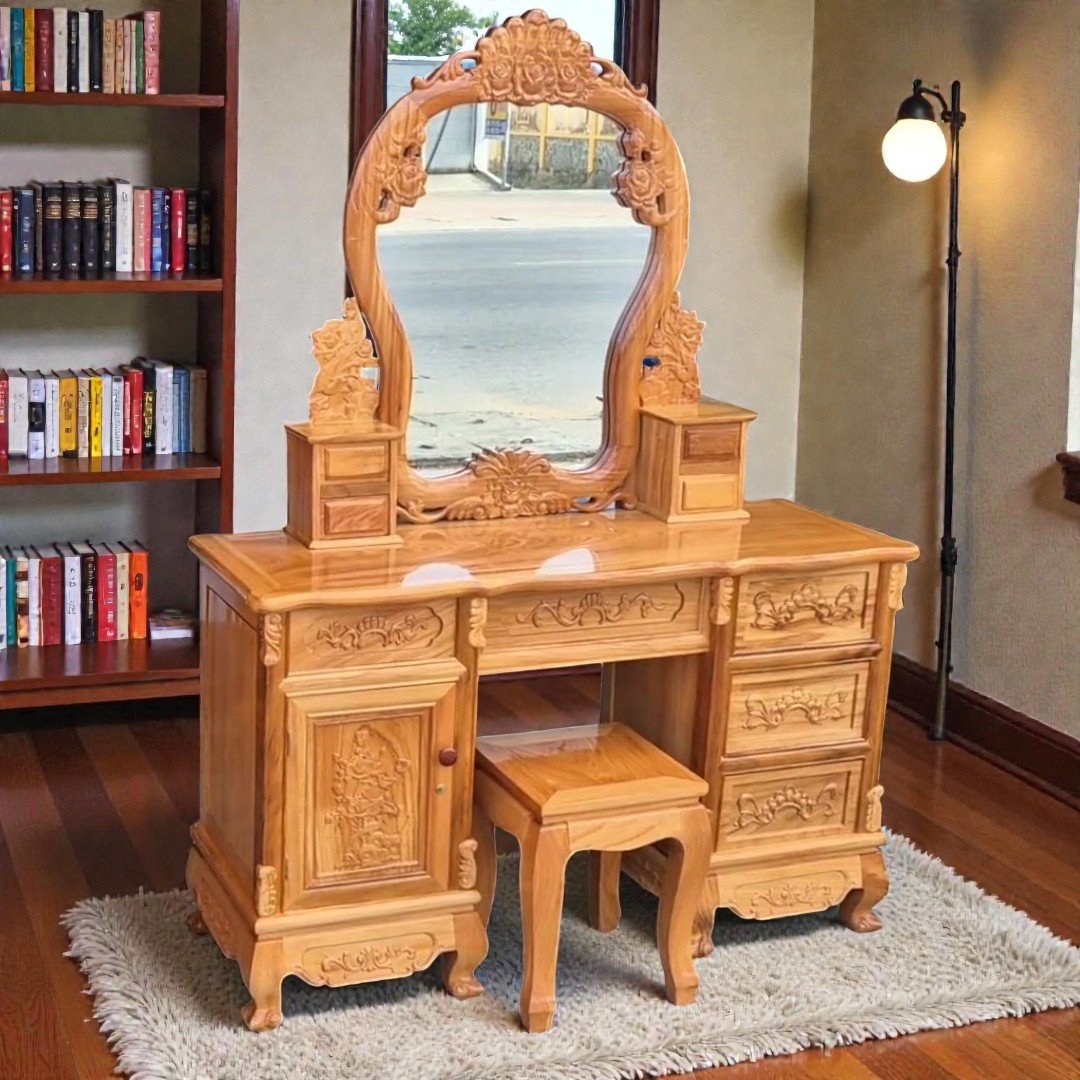 Bàn trang điểm gỗ tự nhiên gõ đỏ cao cấp