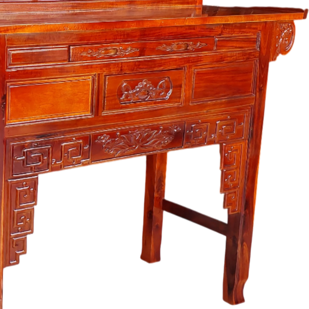 Bàn thờ gỗ tràm 1m54 gỗ tự nhiên MS 3374 7 Chi tiết bàn thờ gỗ tràm 1m54 gỗ tự nhiên màu gỗ đẹp