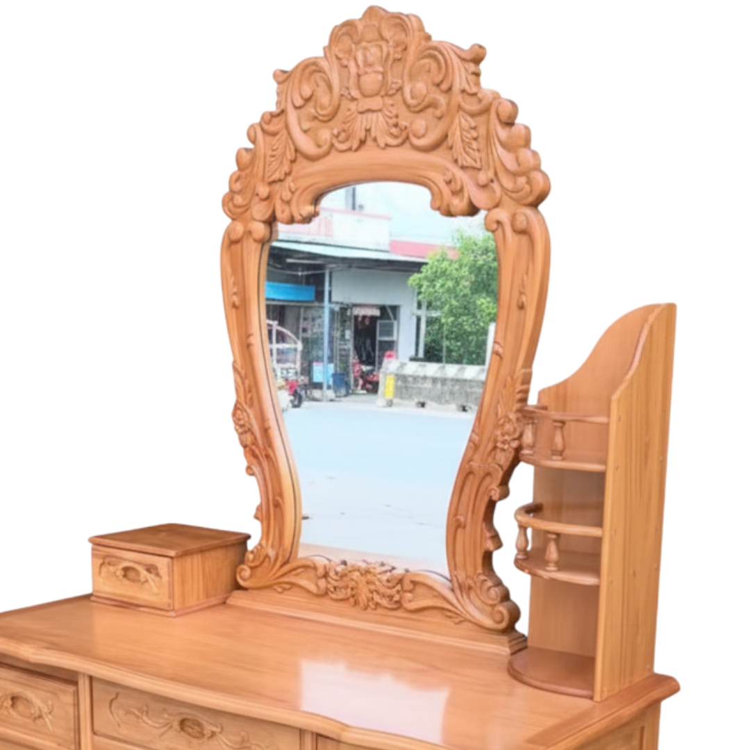 Chi tiết bàn trang điểm gỗ gõ đỏ bền đẹp