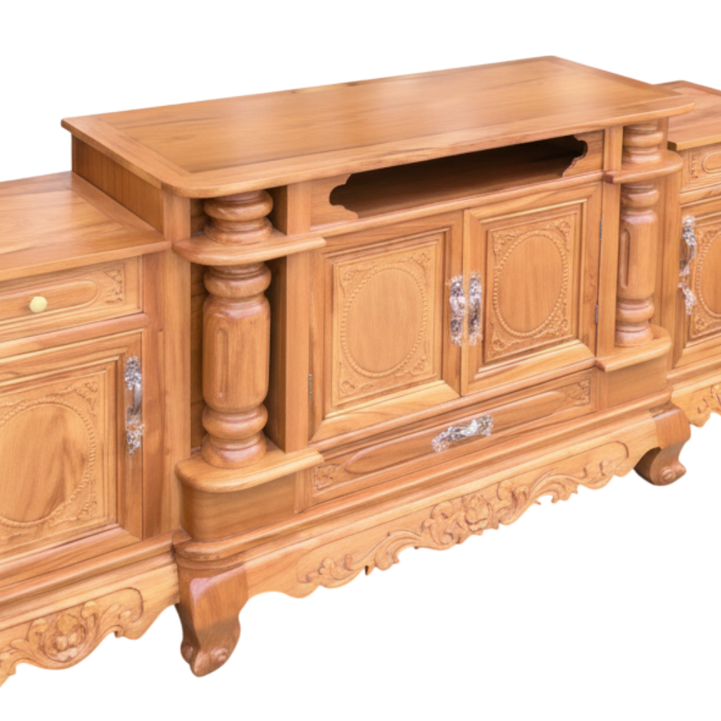 Chi tiết kệ tivi đẹp gỗ gõ đỏ tự nhiên thiết kế hiện đại