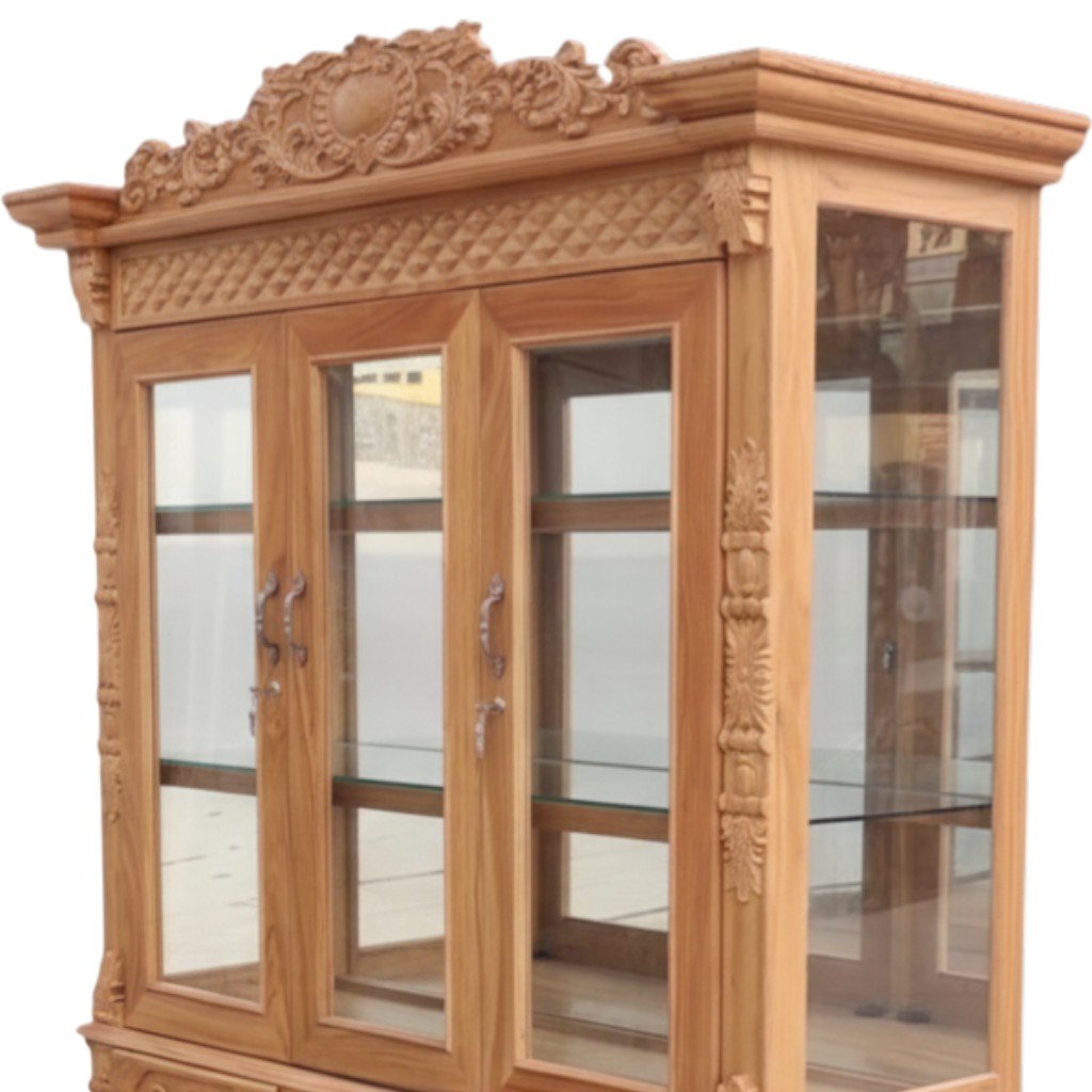 Chi tiết thiết kế bên trong tủ rượu gỗ gõ đỏ 3 cánh cao cấp