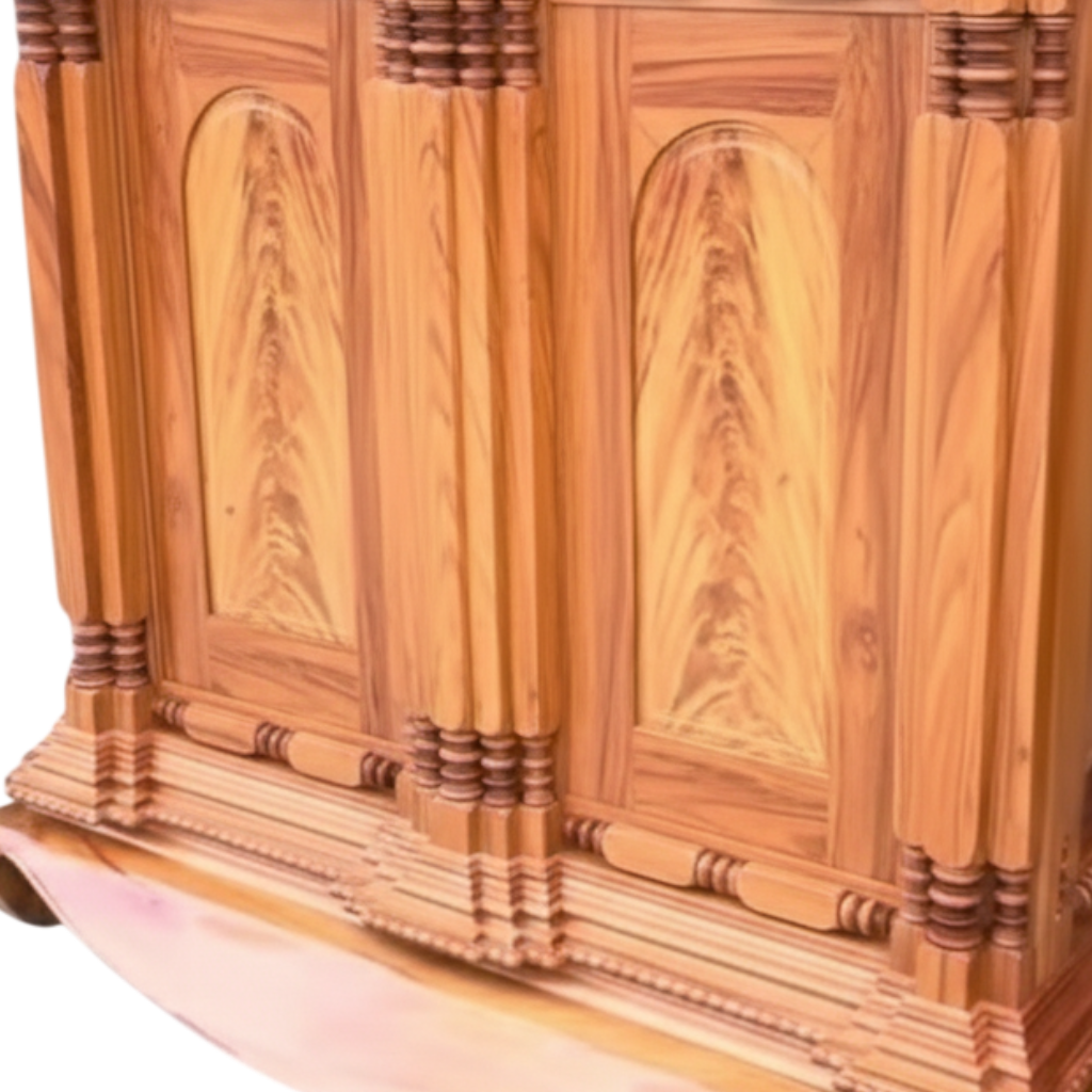 Chi tiết trụ gỗ gõ đỏ nguyên khối tủ thờ