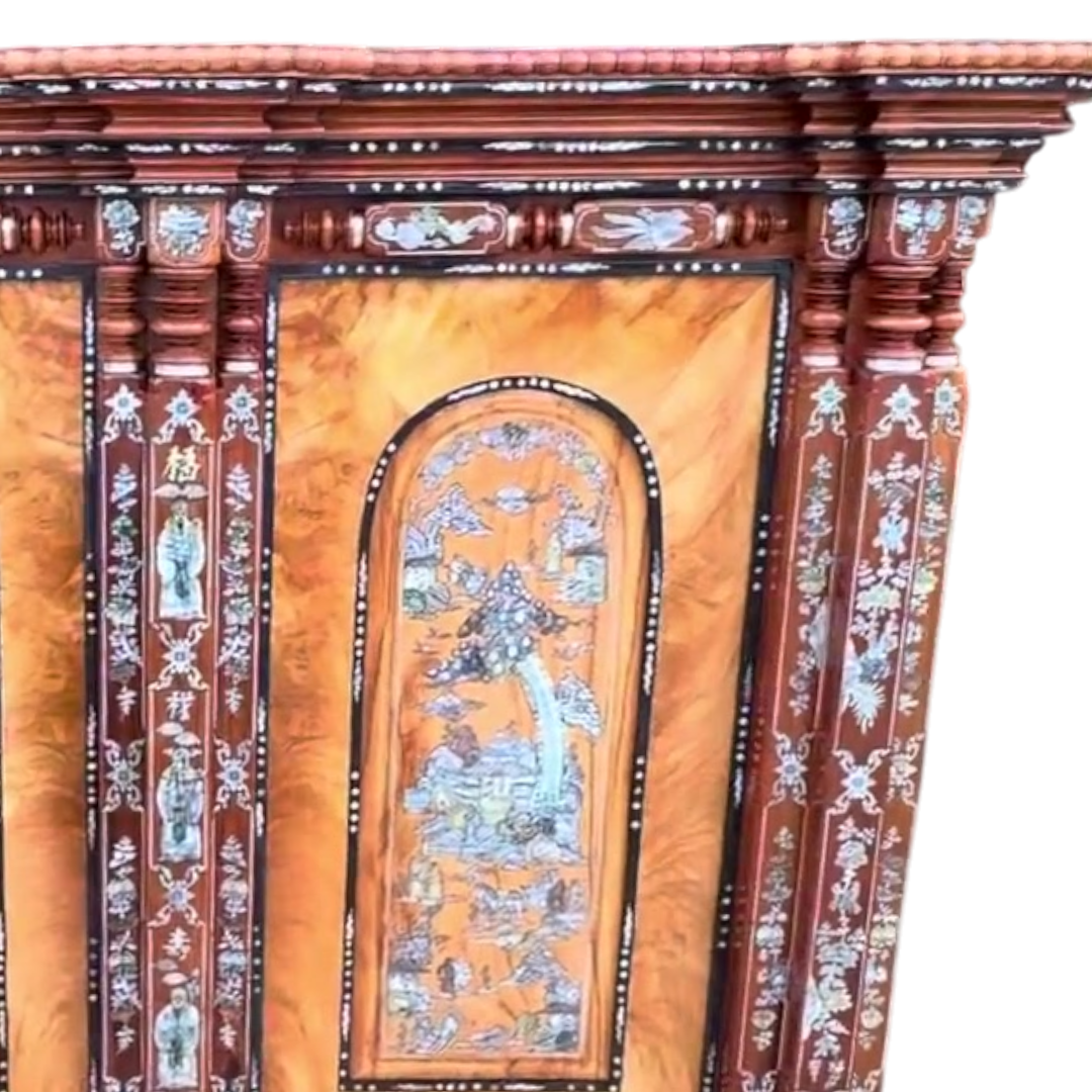 Chi tiết tủ thờ đẹp cẩn xà cừ sang trọng chuẩn phong thủy