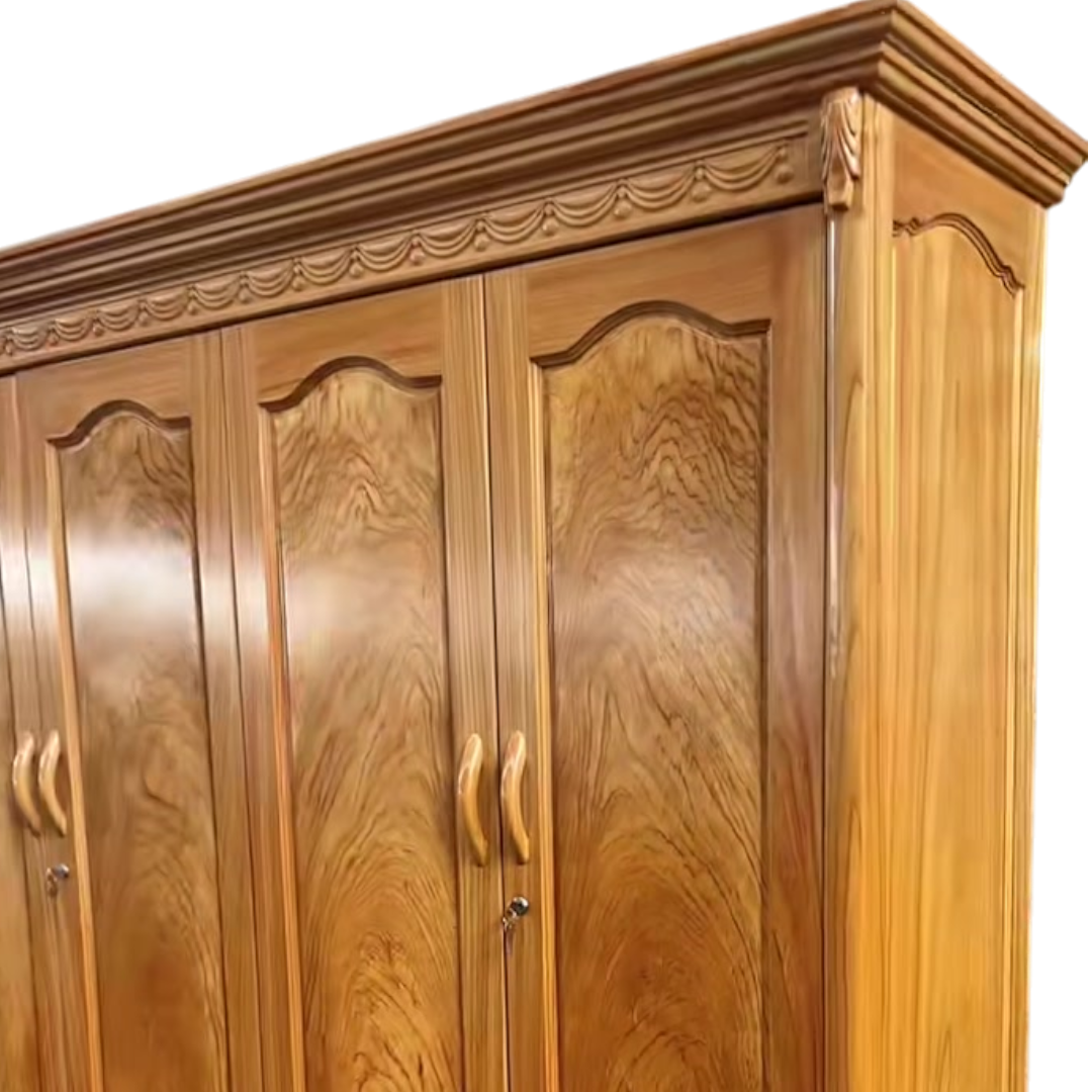 Chi tiết vân gỗ tủ quần áo 4 cánh gỗ gõ đỏ
