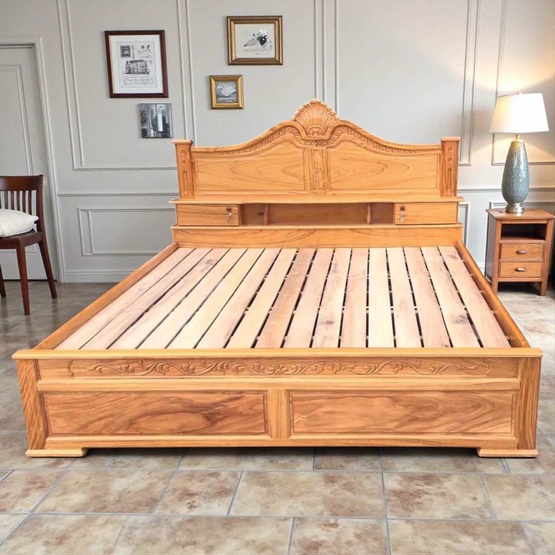 Giường gỗ gõ đỏ hiện đại