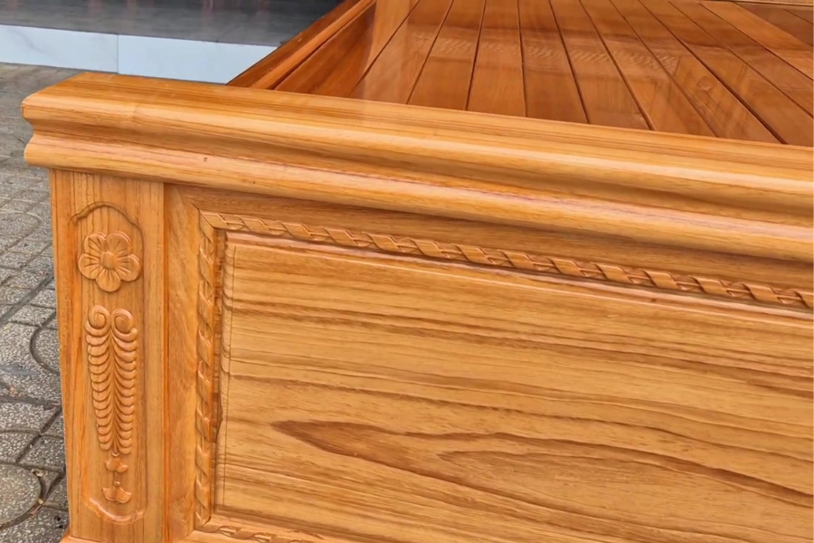 Chi tiết giường ngủ gỗ bền đẹp gỗ gõ đỏ phòng ngủ sang trọng