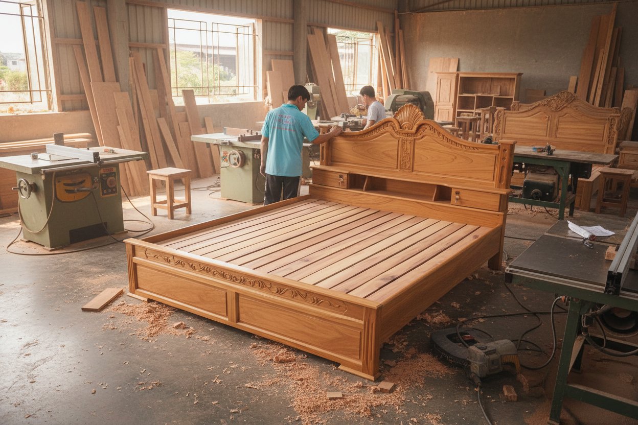 Giường ngủ gỗ gõ đỏ