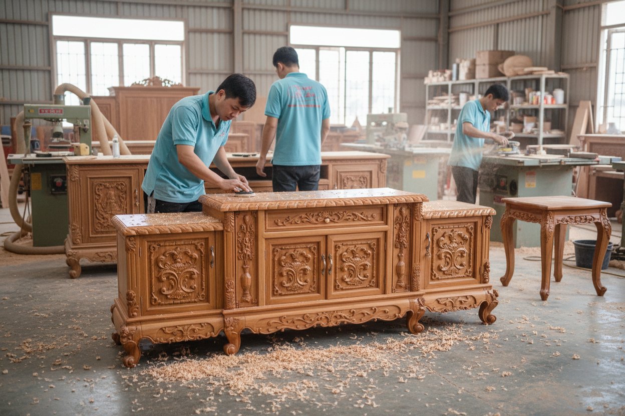 Gỗ gõ đỏ tự nhiên 100%, bền chắc và giá trị cao.