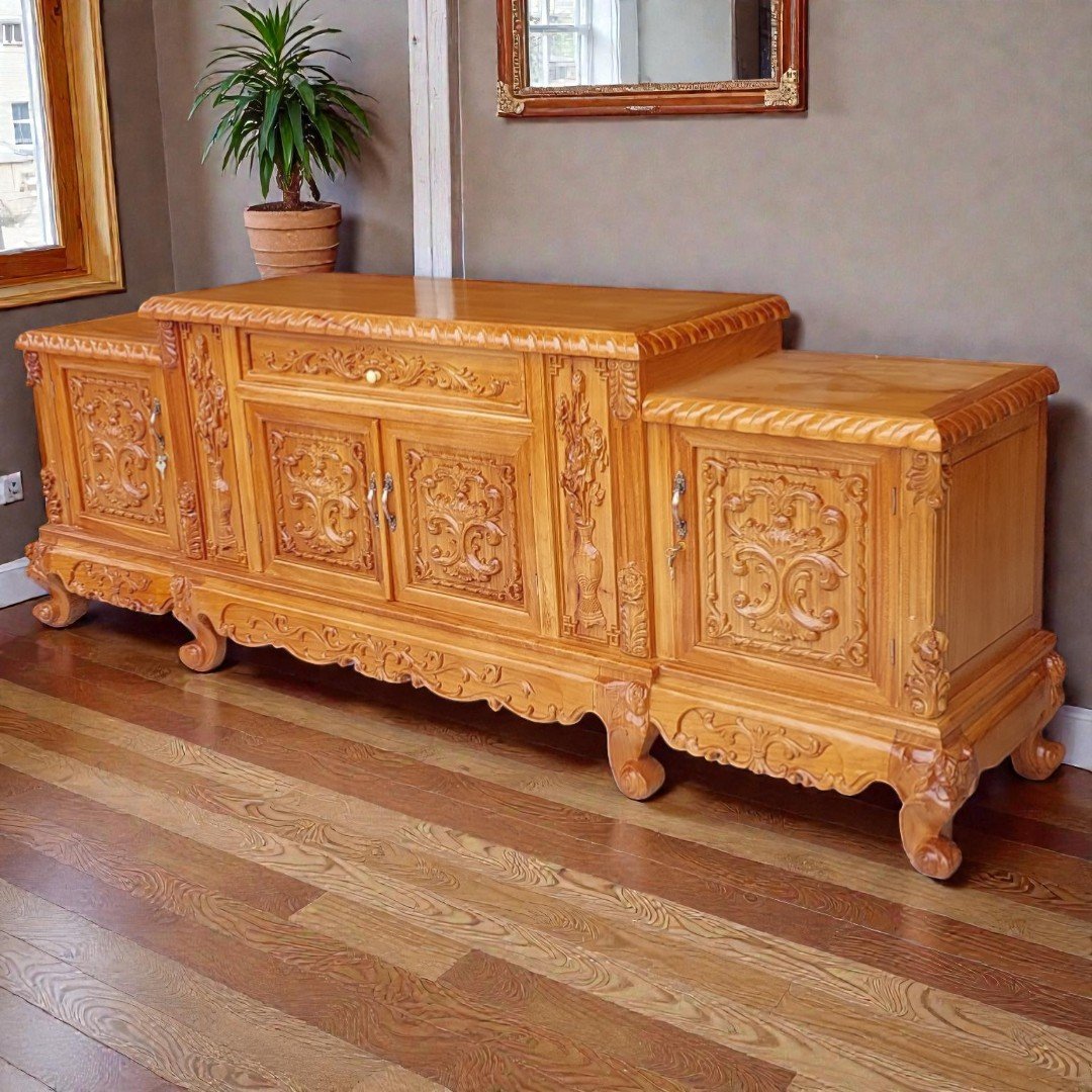 Kệ tivi gỗ tự nhiên mẫu hoàng gia kích thước 2m2 x 68cm