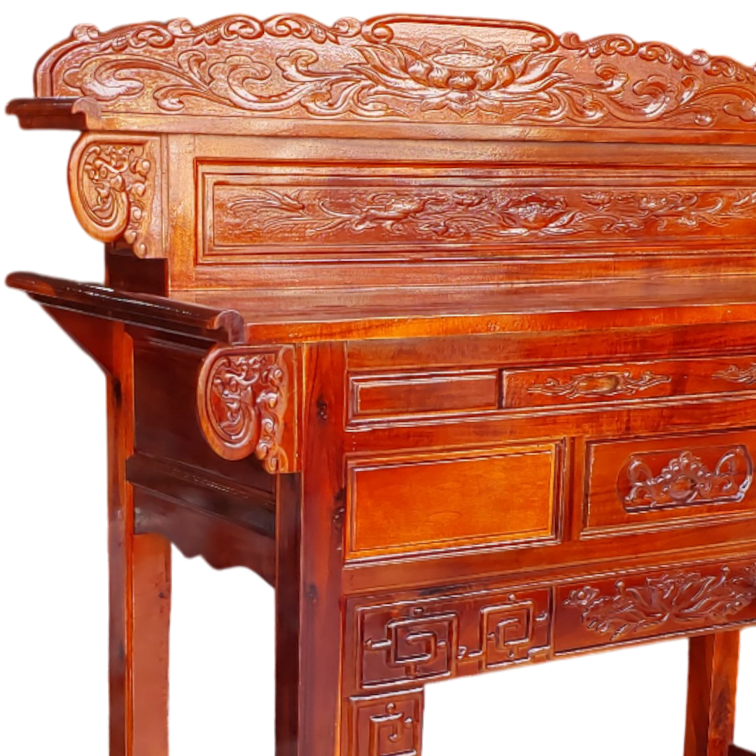 Bàn thờ gỗ tràm 1m54 gỗ tự nhiên MS 3374 6 Kết cấu chắc chắn, tuổi thọ sử dụng lâu dài