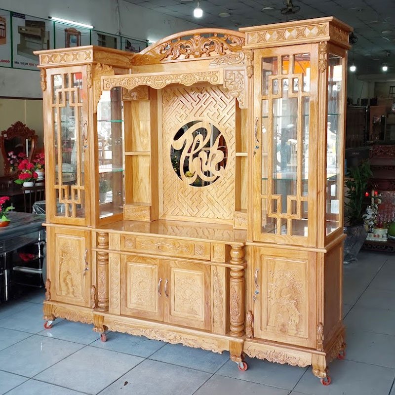 Kệ tivi gỗ gõ đỏ kết hợp bàn thờ & tủ rượu MS 3375 8 Mẫu kệ tivi đẹp 2m2 gỗ gõ đỏ tự nhiên cao cấp