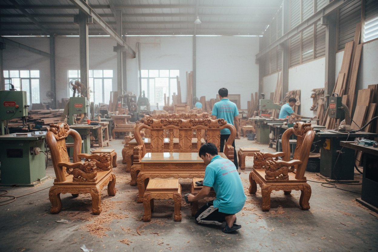 Salon gỗ gõ đỏ