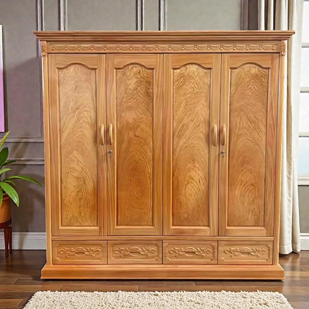 Tủ quần áo 4 cánh gỗ gõ đỏ
