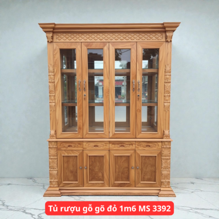 Tủ rượu gỗ gõ đỏ 1m6 MS 3392