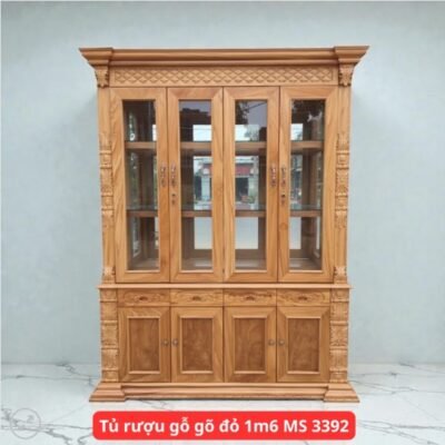 Tủ rượu gỗ gõ đỏ 1m6 MS 3392