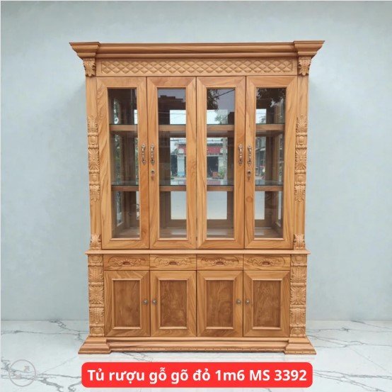 Tủ rượu gỗ gõ đỏ 1m6 MS 3392 Tủ rượu gỗ gõ đỏ 1m6 MS 3392