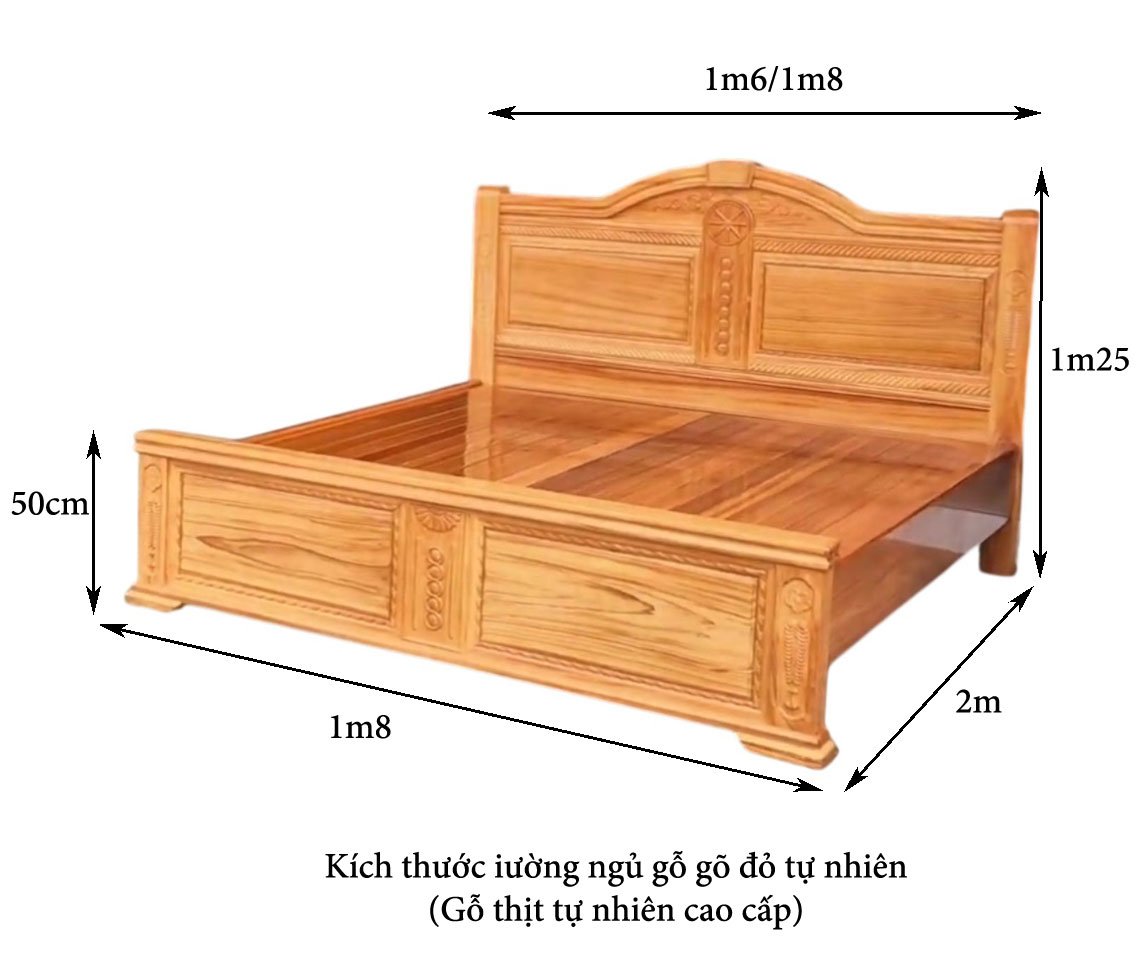 Kích thước giường ngủ gỗ bền đẹp