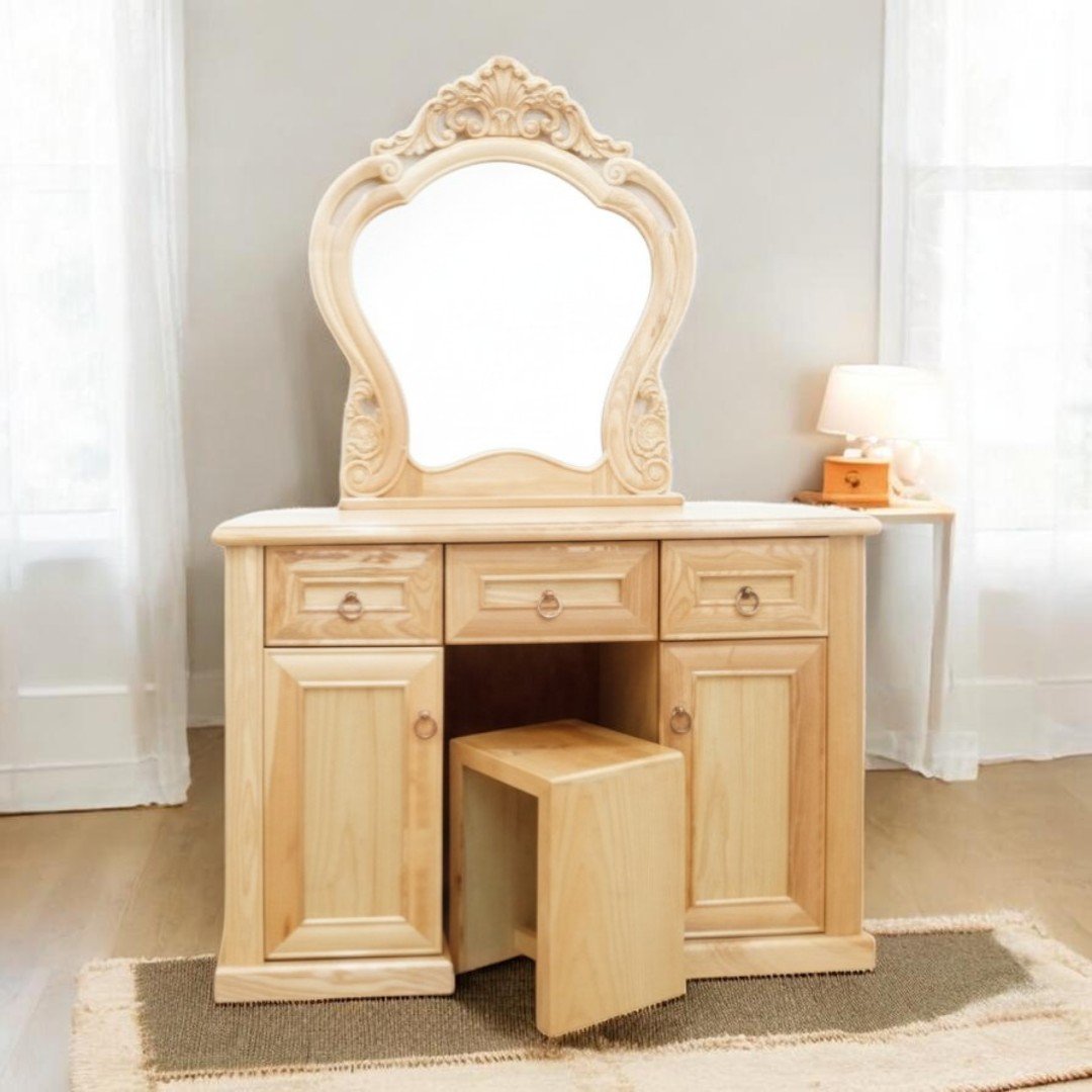 Bàn trang điểm gỗ sồi đẹp hiện đại trong combo phòng ngủ