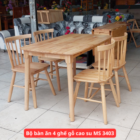 Bộ bàn ăn 4 ghế gỗ cao su