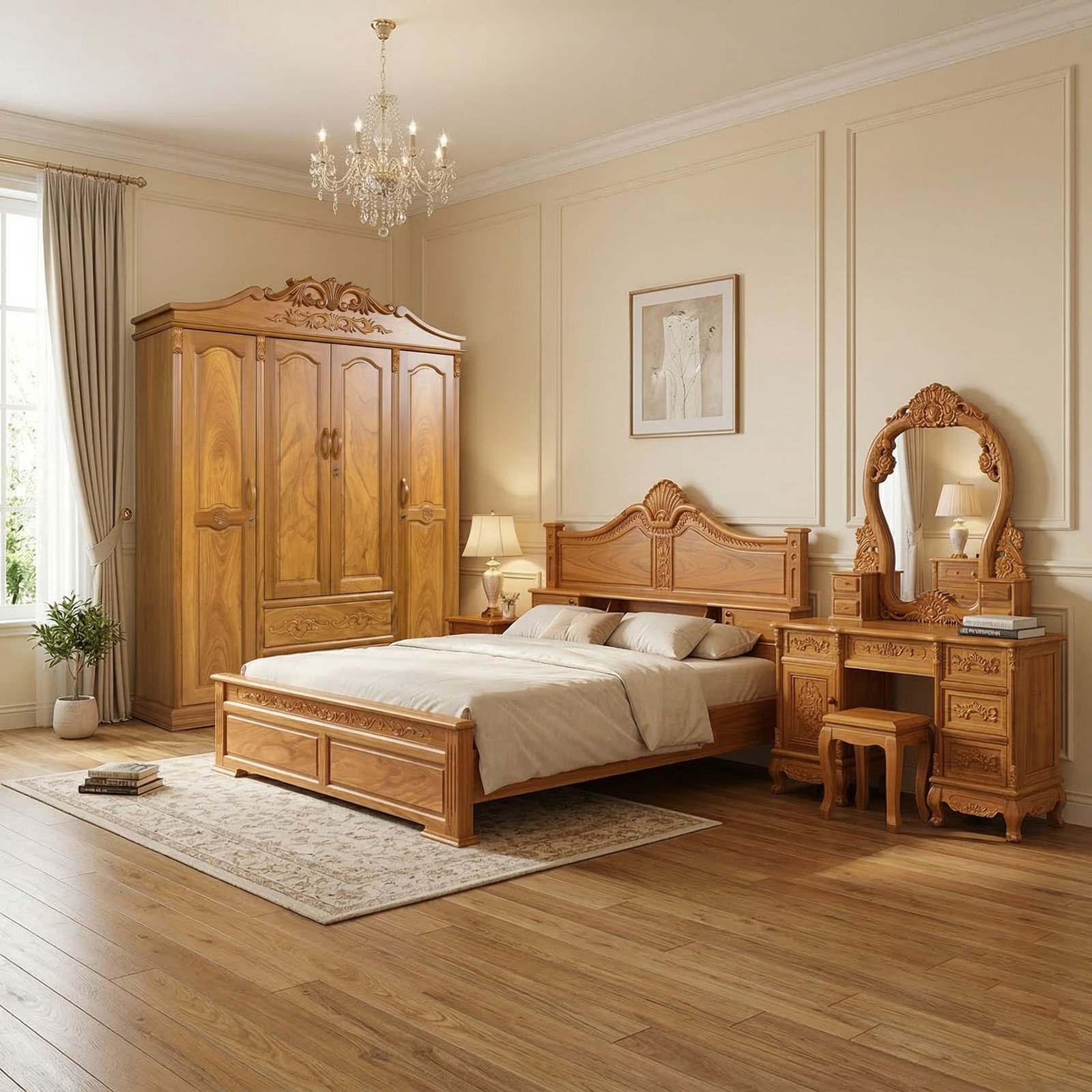 Bộ phòng ngủ gỗ gõ đỏ cao cấp