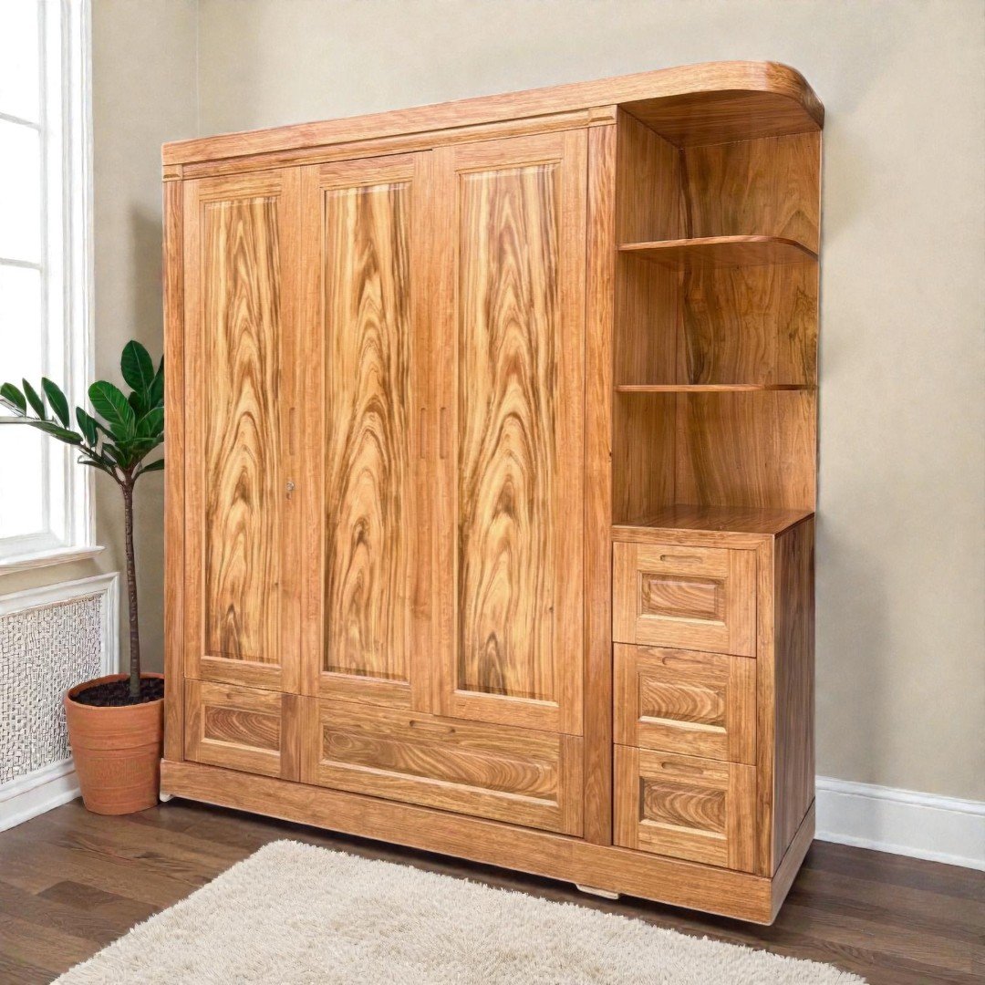 Tủ quần áo gỗ tự nhiên vân Hương Xám 3 cánh hiện đại Tủ quần áo gỗ tự nhiên vân Hương Xám 3 cánh hiện đại