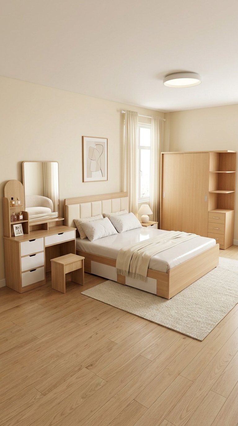 Combo nội thất phòng ngủ hiện đại MS 3410 7 Combo nội thất phòng ngủ hiện đại gỗ công nghiệp cao cấp