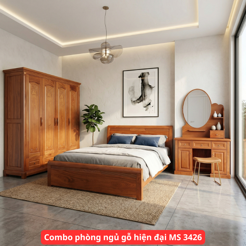 Combo phòng ngủ gỗ hiện đại MS 3426 1 Combo phòng ngủ gỗ hiện đại MS 3426
