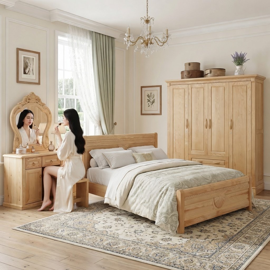 Combo phòng ngủ gỗ sồi tự nhiên