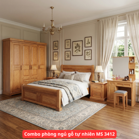 Combo phòng ngủ gỗ vân gõ tự nhiên cao cấp