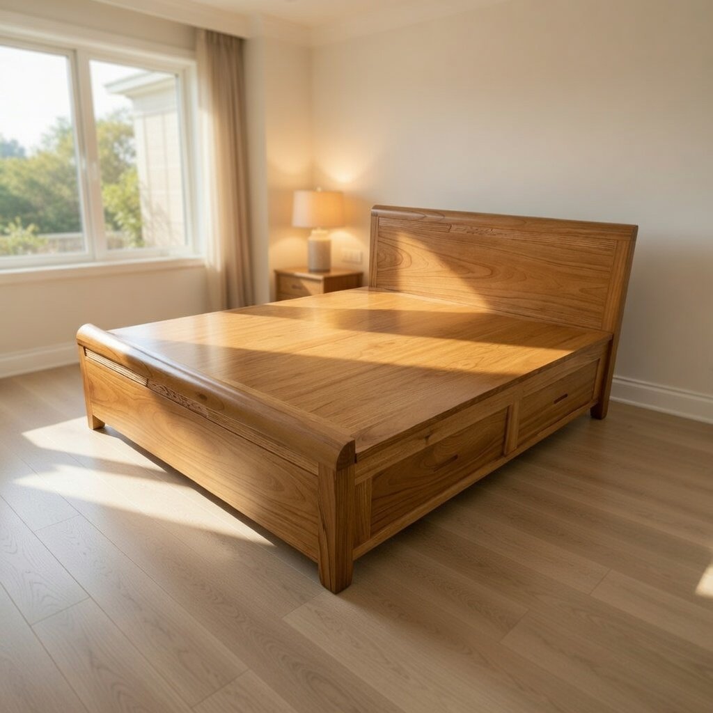 Giường ngủ gỗ tự nhiên đẹp thiết kế hiện đại