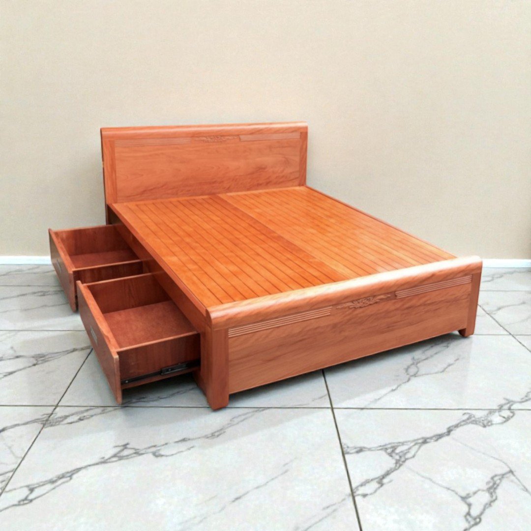 Giường ngủ gỗ tự nhiên hiện đại sang trọng