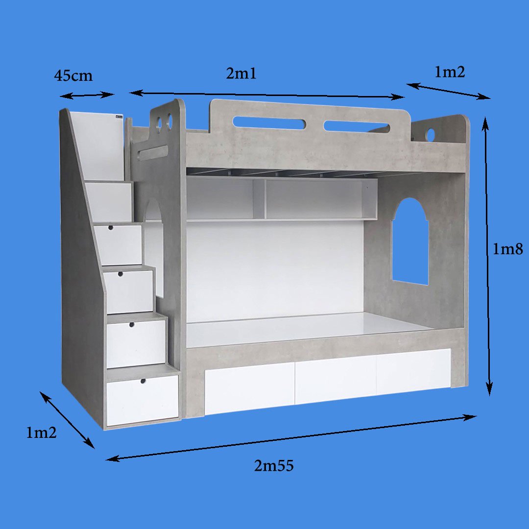 Giường tầng cho bé có ngăn kéo MS 3424 4 Giường tầng có ngăn kéo dưới gầm