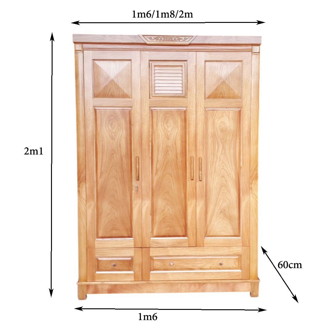 Tủ quần áo gỗ 3 cánh MS 3421 4 Kích thước tủ quần áo gỗ 3 cánh