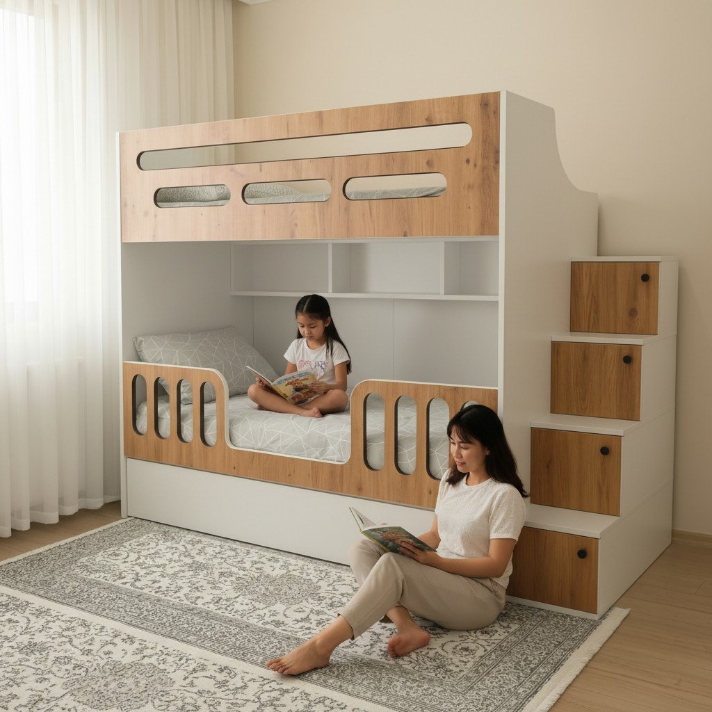 Giường tầng cho trẻ em cao cấp chống ẩm chống trầy xước