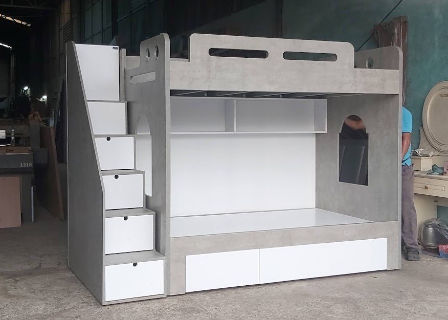 Giường tầng cho bé có ngăn kéo MS 3424 8 Mẫu giường tầng có ngăn kéo dưới gầm tiết kiệm diện tích