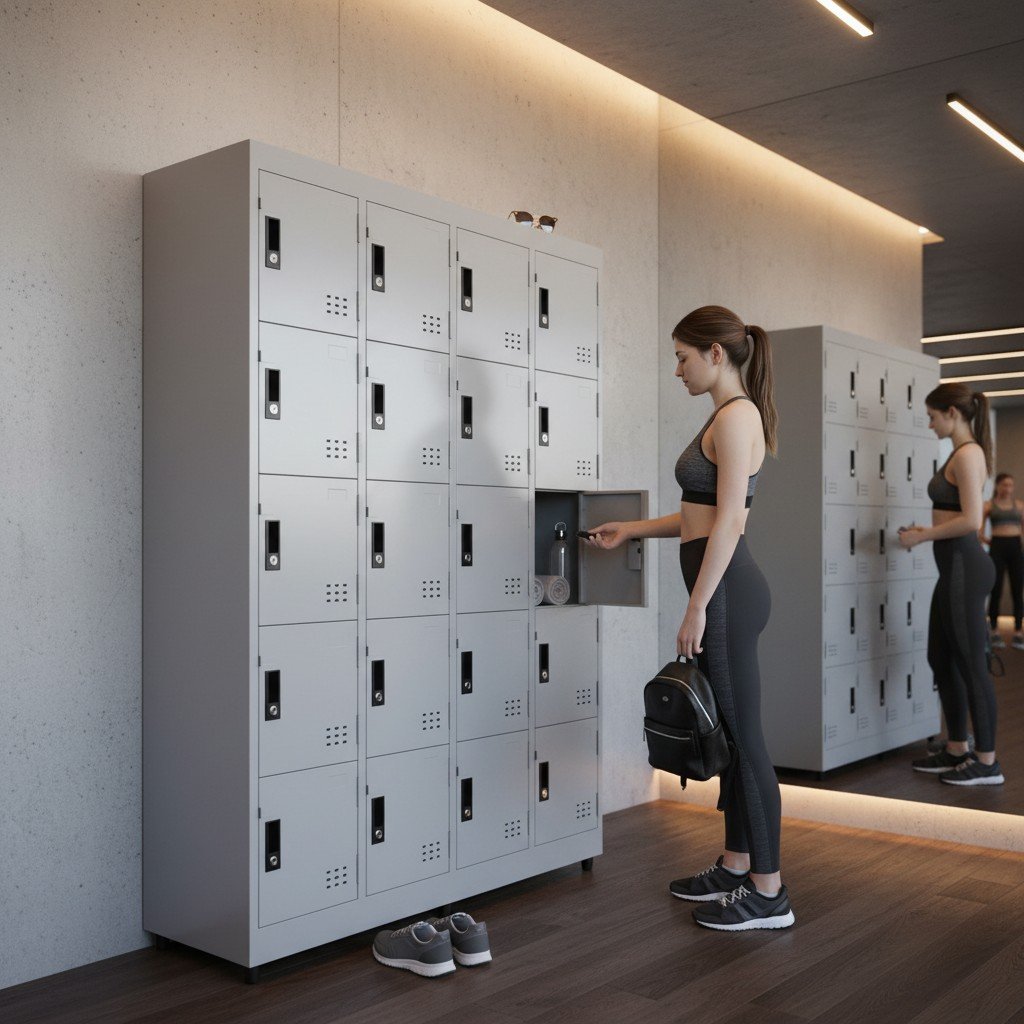 Tủ locker để đồ 20 ngăn sắt sơn tĩnh điện màu xám bền đẹp