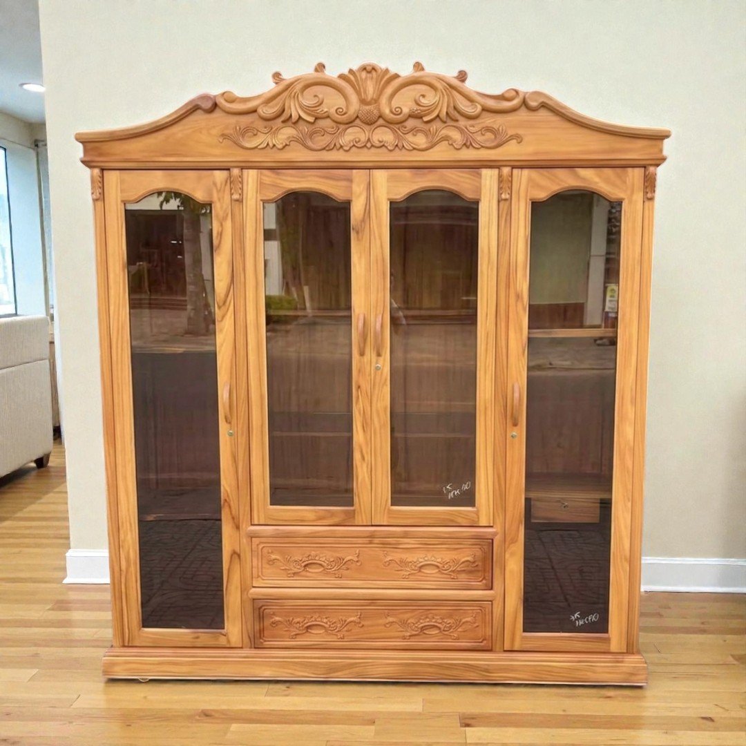 Tủ quần áo gỗ gõ đỏ cánh kính cường lực MS 3405 7 Tủ quần áo gỗ gõ đỏ cánh kính cường lực MS 3405