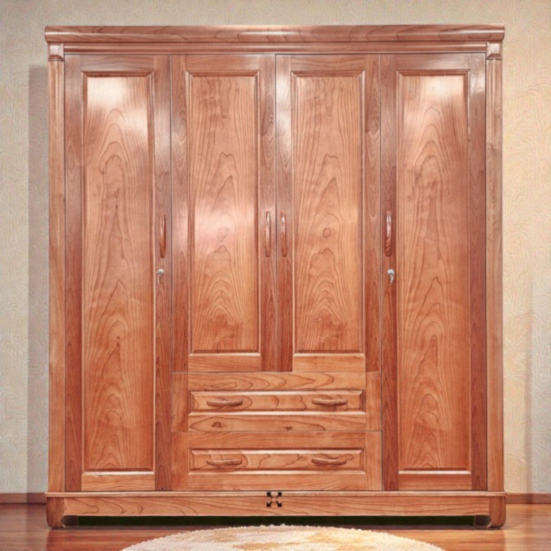 Tủ quần áo gỗ tự nhiên màu gỗ sang trọng bền đẹp