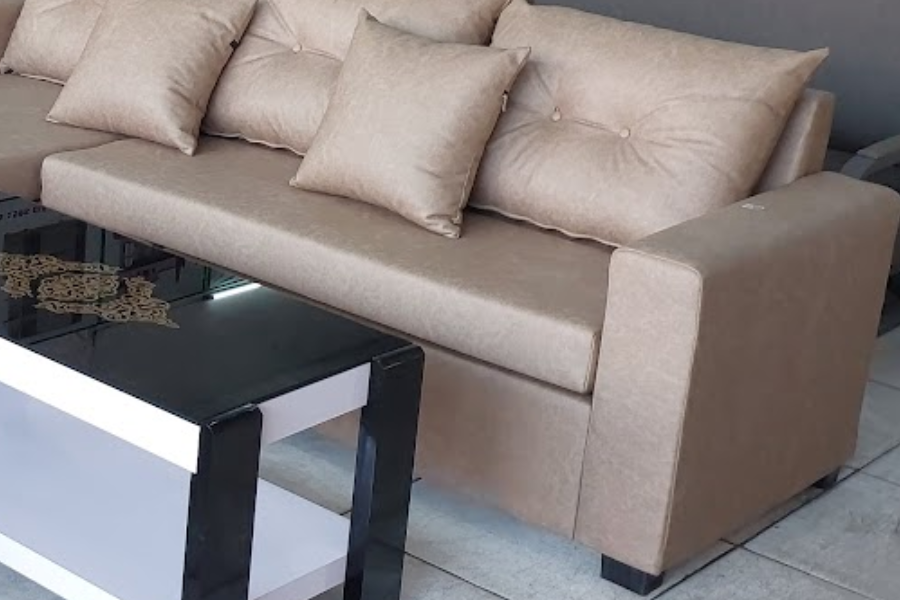 Sofa chữ L hiện đại MS 3406 6 Sofa chữ L hiện đại màu cafe sữa đẹp cho phòng khách