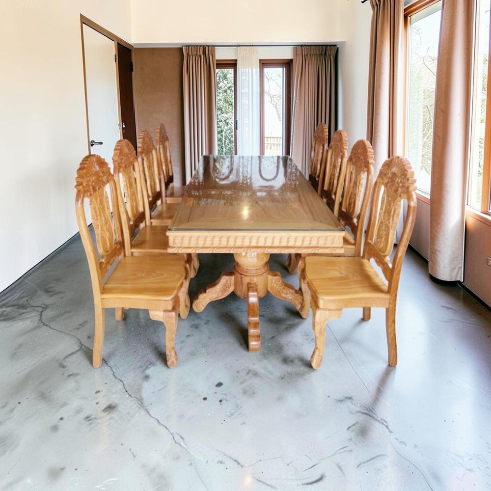 Bàn ăn gỗ đẹp chất liệu gỗ sồi tự nhiên cho phòng bếp