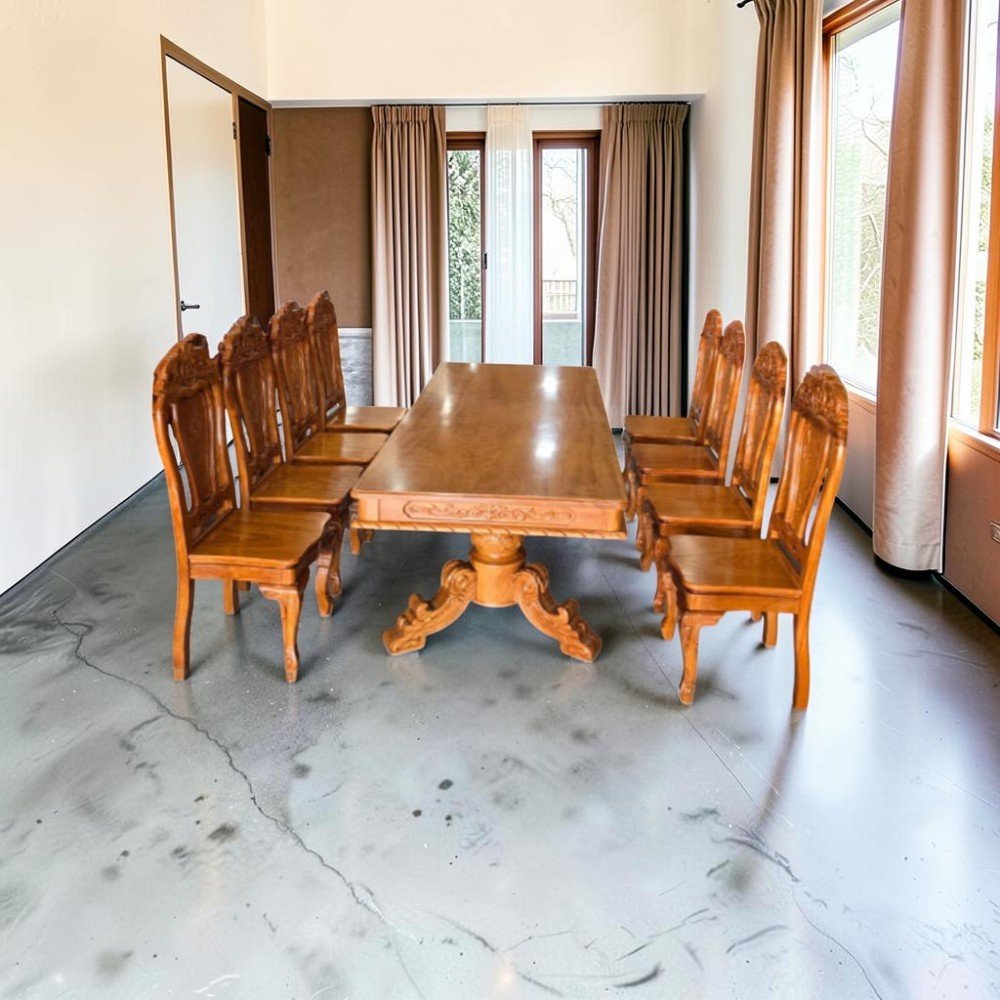 Bàn ăn gỗ đẹp chất liệu gỗ sồi tự nhiên cho phòng bếp