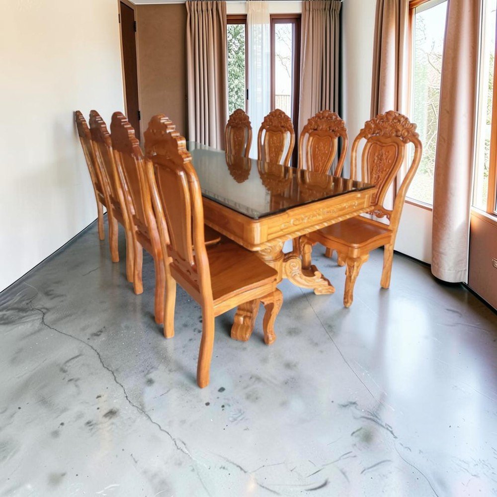 Bàn ăn gỗ đẹp chất liệu gỗ sồi tự nhiên cho phòng bếp