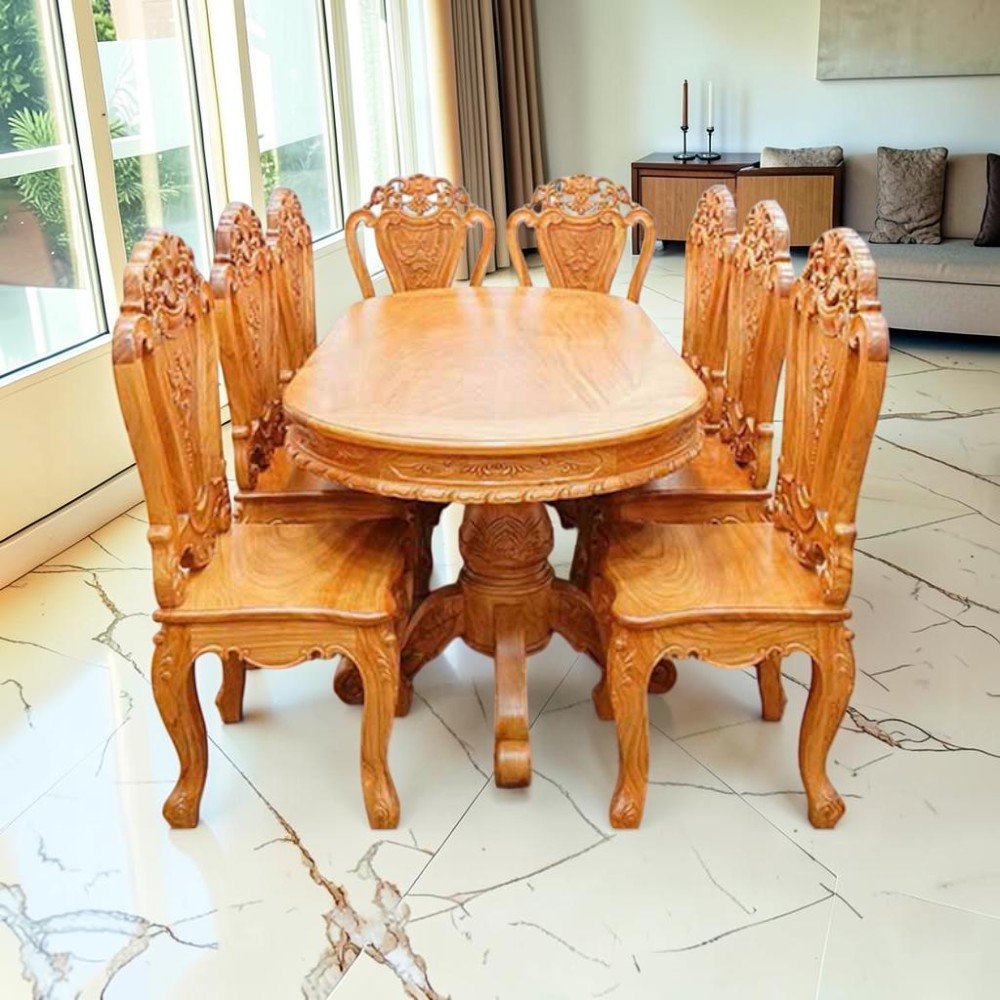 Bàn ăn gỗ sồi 6 người thiết kế hiện đại tại Nội Thất Thái Bình
